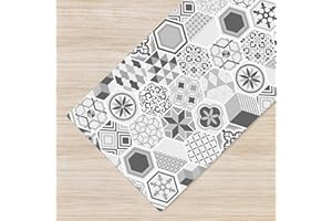 ILGRUPPONE Il Gruppone Passione Casa Tappeto Cucina Antiscivolo Made in Italy Passatoia Antimacchia Multiuso Corridoio Soggiorno Lavabile in Lavatrice - 50x150 - Mattonella Grigia