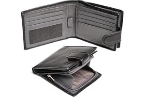 Lavalen® Portafoglio Uomo Pelle Vera con Blocco RFID - Portamonete Uomo con Cerniera Fatto a Mano - Portafoglio Ragazzo Grande Capacità - Portafoglio Porta Carte di Credito Regalo Uomo Perfetto.