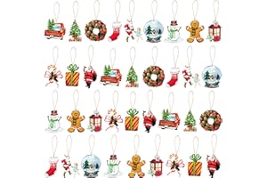 Haooryx Cute Colorful Ornament Party Decoration Christmas Tree Hanging Pendant Gift Tag Birthday New Year Xmas Party Wall Table Tree Window Gift Decorations Supplies (Christmas Vintage)