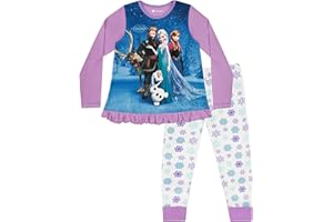 Disney Pigiama Bambina Cotone | Pigiami a Maniche Lunghe Frozen | Anna Elsa Kristoff Olaf & Sven | Pigiamone Principesse per Bambini