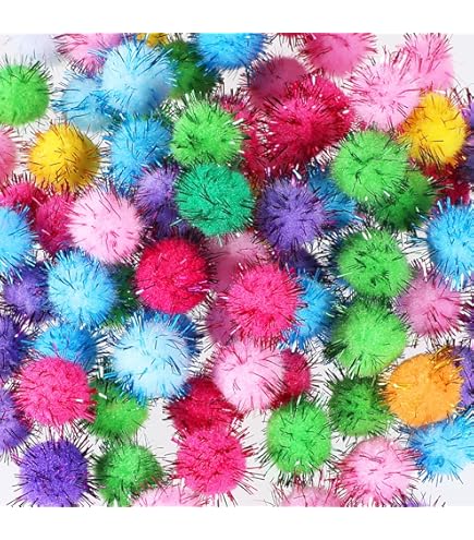 NACHLYNN 1000 Glitter Pompoms Bulk 4 Maten Diverse