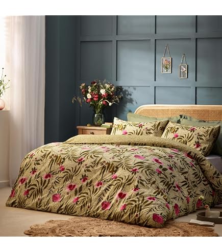 Wylder Nature Hidcote Manor Bettwäsche-Set Petrol – Doppelbett, Blumiges Botanik-Design