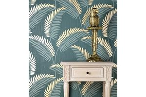 GAULAN 500681289 - Carta da Parati Lavabile in Vinile Tropicale di Foglie in Rilievo Dettagli Metallizzati per pareti Soggiorno Cucina Bagno corridoio Sala - Campione DIN A4