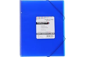 Grafoplás | Carpeta Espiral con 30 Fundas Transparentes A4 | Color Azul | Espiral PVC | Tapas Polipropileno | Gomas de Cierre | Maxiplás Multiline
