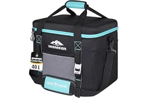 INSMEER Large Cool Bag 40 L, 60 Cans Cool Bag Foldable with Hard EVA Top for Drinks, Waterproof Cooler Bag Medium, Cool Box, Insulated Bag, Thermal Picnic Bag for 4 Camping, Beach, Travel