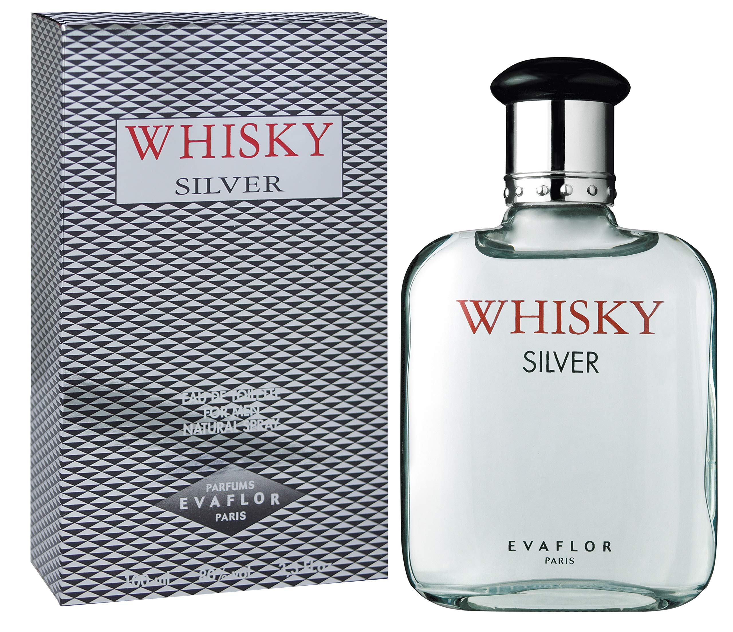 Evaflor Whisky Silver Eau De Toilette Spray For Men With Rose Scent, 100ml