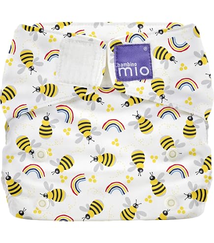 Littles & Bloomz, Reusable Pocket Cloth Nappy, Fastener: Popper, Set Of 1, Pattern 104, With 1 Bamboo Insert