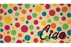 BARONI HOME Zerbino in Cocco con Base in PVC Dipinto a Mano Ciao Cerchi Multicolore 70X40 cm