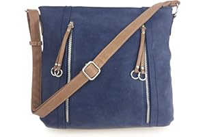 LULU LARGE Designer Handbags for Women sale MILANO Large Classic Italian Styled Ladies Fashion Shoulder Bag in Beautiful Matt Finish Vintage Faux Nu Buck Leather with Adjustable Shoulder Strap.