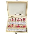Inditrust 6 mm Router Bit Set 12 Pcs Multi Shape for Router/Trimmer Combo with Wooden Box Specially Designed for Wood Working