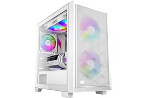 PCCOOLER C3D310 PC Case, Case per PC da gaming M-ATX, 2 ventole PWM ARGB da 120 mm preinstallate, Pannello laterale in vetro temperato, Case ad alto flusso d'aria MATX/ITX, Bianco