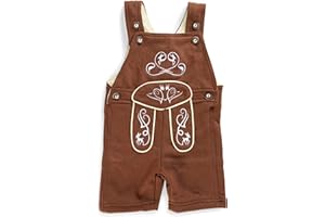 SCHÖNEBERGER TRACHTEN COUTURE Peto para bebé – Pantalones de piel para niños de forro polar de Terry con bordados – Pelele – Mono Trachtenhose Joni