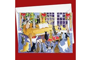 Galison Christmas Chorus – Notecard Set Featuring Adorable Holiday Cats Gathered Around 20 Cards And 21 Envelopes