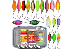 Paradox Fishing Lot de cuillères à truite avec boîte et boutons-pression I Appâts pour la pêche à la truite I Clignotant pour truite