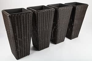 Point-garden Blumenkübel Aus Polyrattan – H 61 Cm, Mit Innentopf, Für Innen & Außen