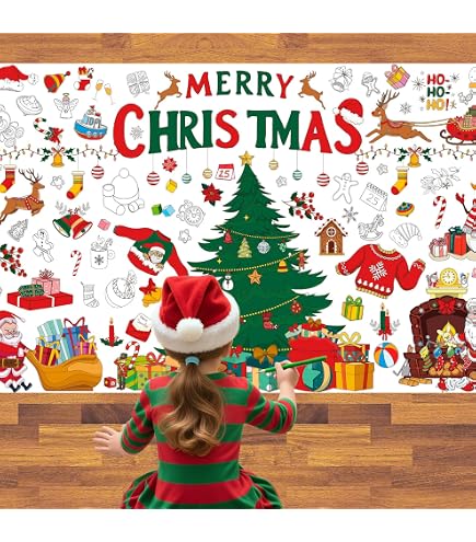 Riesige Weihnachts-Maltischdecke Für Kinder – 183 X 76 Cm Mit 12 Aquarellstiften – Kreativer Bastelspaß Weihnachtliche Maltischdecke