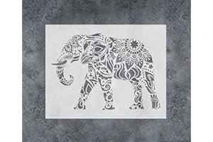 G GSS DESIGNS GSS Designs Mandala Elephant Stencil 12x16 Inch(305x406mm) - Stencil for Furniture Wall Tile Fabric Wood - Reusable Template for Wall Decals Transfer(SL-021)