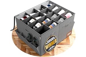 Tydi Shoe Storage Box – Ultra-Stiff Shoe Organiser with Clear Zip Cover, Tag Insert & 16 Compartments – Stackable Shoe Storage Solution & Space Saver for Closet & Wardrobe - Grey