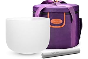 Topfund Crystal Singing Bowl, 432 Hz, Third Eye Chakra, 25.4 cm Bowl with Heavy Duty Carrying Case and Singing Bowl Suede Striker
