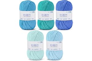 IEGROW Filato per uncinetto (50 g x 5 Colori), Lana Gomitoli a 5 fili, Filato per Maglieria e Uncinetto, Kit di Lana per Maglieria e Artigianato, Filato Acrilico Super Morbido per Principianti e Bambini 02