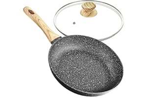 MICHELANGELO Frying Pan 28 cm with Lid, Non-Stick Stone Frying Pan with Lid, Stone Pans 28 cm