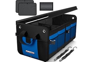 FORTEM Organizador Maletero SUV, Caja Plegable con Compartimentos, Accesorios Auto Mujer Hombre, Tela Oxford 1680D, Base Antideslizante, Correas Ajustables, Tapa Suave (65L)
