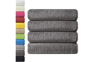 NatureMark Paquete de 4 Toallas de baño de 70 x 140 cm, Antracita/Gris, 100% algodón