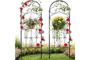 AMAGABELI GARDEN & HOME Amagabeli 2er Set Garten Rankgitter 152 x 46cm Rostfeste Schwarze Eisen Topf Reben Reben Gemüse Blumen Patio Metall Draht Gitterplatten für Efeu Rosen Gurken Clematis unterstützt