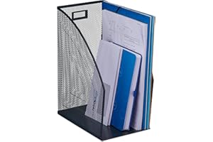 Relaxdays Range-revues, Format A4, Design Maille, HxLxP: 32x16x24,5 cm, Bureau, Porte-Documents, métal, Anthracite