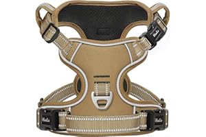 HEELE Arnes para Perro Pequeño Antitirones Transpirable con Líneas Reflectantes, Liberacion del Cuello, Arnés para Perro del Uso Diario, Super Cómodo y Fácil de Poner y Quitar, Marrón, XS