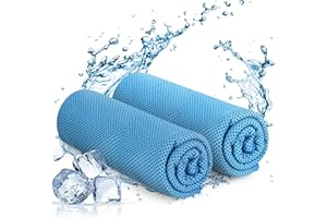 KAYMAN Asciugamano rinfrescante da palestra – azzurro (confezione da 2 – 120 x 35 cm), in microfibra morbida e traspirante, ad asciugatura rapida, per yoga, raffreddamento per collo e viso,