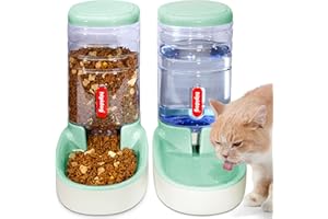 UniqueFit Pets Cats Dogs Automatic Waterer and Food Feeder 3.8 L with 1* Water Dispenser and 1 * Pet Automatic Feeder (C-Green)