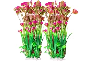 BEGONDIS 2 Pcs Artificial Water Plants, Fish Tank Aquarium Decorations, Made of Soft Plastic, Good for All Fish & Pets (Large Plant - Brown)