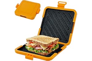 JACKSGIFTS Microwave Toastie Maker, Non-Stick Removable Grill Pan Cheese Toastie Maker, Extra Crispy Microwavable Toasties Maker, Dishwasher Safe, Compact & Easy Cooking Microwave Sandwich Toaster (Orange)