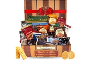 LORDINGTONS Scottish Gifts Tea and Biscuits Gift Set – Afternoon Tea Hamper for 2 Bundle Contains Individually Wrapped Biscuits, Edinburgh Teabag Tin and Raspberry & Jam Preserves