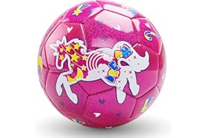 U&C Planet Size 3 Football Toddlers Unicorn Football with Pump Aged 3-8 Outdoors Soccer Ball Sports Training Kids Small Footballs for Kids Playing Toy Ball for Children Glitter