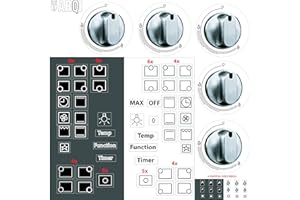 Arqi UK Multiple Stove Hob Range Replacement Stickers, Universal for 4, 5 and 6 burners, Black and white inks , heat and grease resistant on tough PVC,