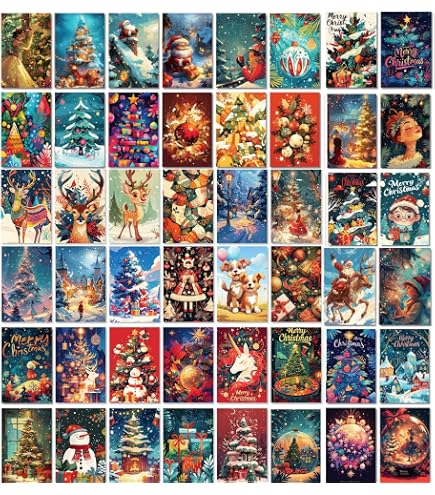 Lot De 50 Cartes De Noël Vintage – Cartes Postales Sans Texte, Motifs Festifs, Dimensions 15x10 Cm - 2