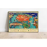 Worldwide Short Wave Radio Map Poster 60x90cm.