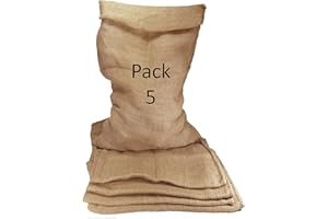Britten and James 25kg Large Hessian Jute Sack (Pack of 5). Vegetable and Potato Storage Sack - Strong, Natural and Biodegradable