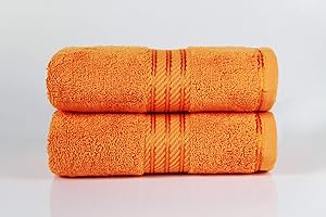 Bentley Priory Linens Hand Towels (2 PACK) for Bathroom Supreme Range 500GSM Egyptian Hotel Collection Super Soft 100% Cotton Pack of 2 Absorbent and Quick Dry Hand Towels Set 50 x 85cm (ORANGE)