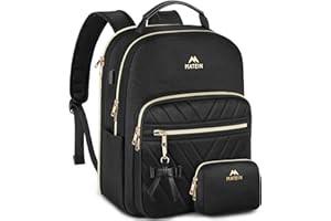 MATEIN Sac a Dos Femme Elegant Leger, Sac a Dos Pour Ordinateur Portable 15,6 Pouces, Antivol & Étanche, Sac à Dos Femme port USB charge, Conçu Bureau, Affaires, École, Campus Universitaire, Noir