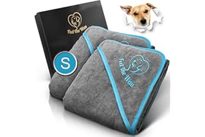 FeelTheWau Hundehandtuch extra saugfähig - Hundehandtuch für kleine Hunde - KUSCHELWEICH - Hunde Handtuch - Geschenk für Hundebesitzer (2er Pack 90x50cm, Grau/Türkis)