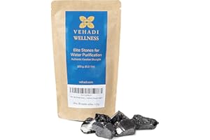 VEHADI WELLNESS Piedras Elite Shungit para Purificación de Agua, 100g, para Botella de Agua de Cristal Curativa, Agua Infundida con Piedras Naturales, Auténticas Pepitas de Shungit para Limpieza y Filtrado de Aguua