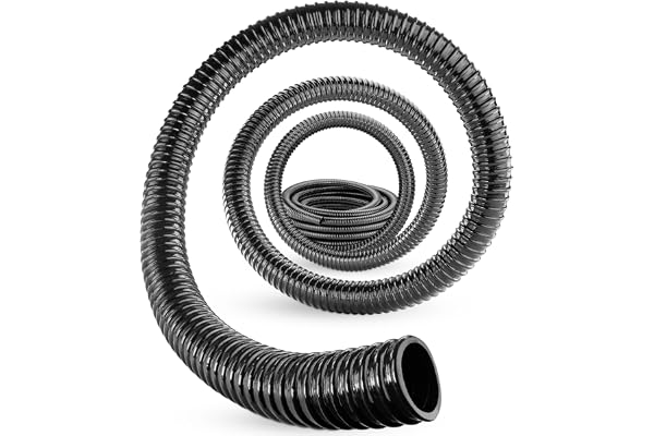 Poppstar Tuyau de Bassin en PVC 10m, 38mm Diamètre Intérieur 43mm Diamètre Extérieur (1 1/2 pouce) Tuyau Spiralé, Noir