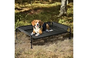 Gardner Pet Cama Elevada para Perros Medianos y Grandes, Cama Transpirable para Interior y Exterior con Malla Lavable, Estructura Metálica Robusta, Tamaño M, Negro