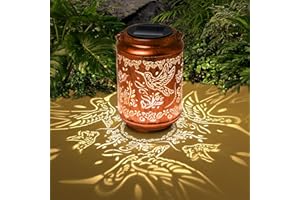 TOPCITY Hummingbird Solar Lanterns Outdoor Waterproof LED Decorative Lantern Garden Decor Birthday Gifts for Women Mum Her Grandma Metal Ornaments Solar Hanging Lights for Patio Yard Lawn Backyard