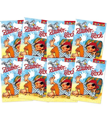 Lutz Mauder Zauberblöckchen Pirat Pit Planke – 8 Stück, Malbuch Für Kindergeburtstag, DIN A8