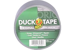Duck Tape Original Silver 50 mm x 25 m. La cinta adhesiva original de alta resistencia resistente al agua para la reparación de telas