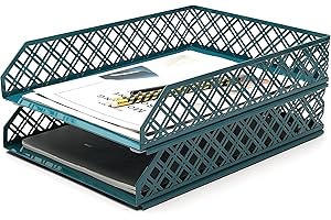 Exerz Briefablagen 2 Stück Stapelbarer Papiersortierer/Schreibtischorganizer/Aktenablage für Schreibtisch - Maschendraht-Metall-Aktenregal - Büro, Schule, Heimstudium
